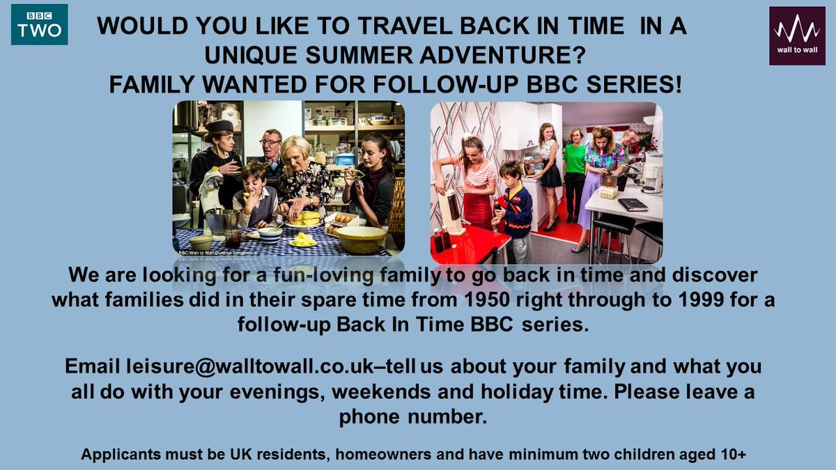 <a href="/OfficialCastMe/">Cast Me</a> Family wanted to go on a time travel adventure for new Back In Time BBC series exploring leisure time