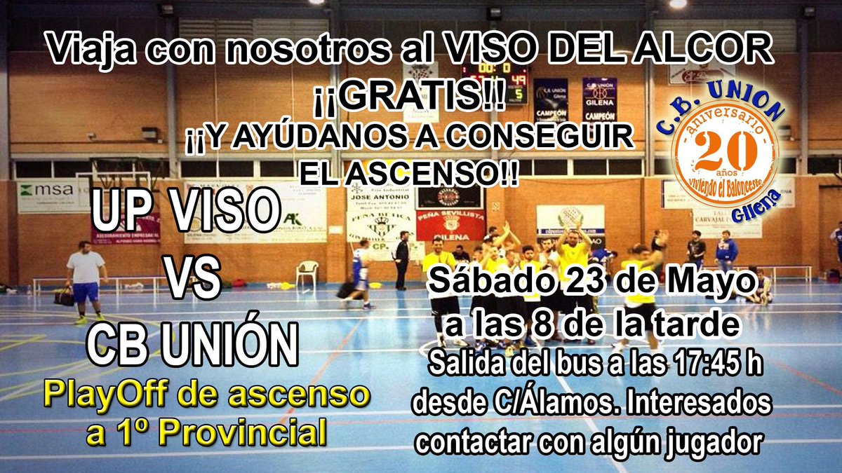 telegilena's tweet photo. El @cbuniongilena te necesita este sábado para lograr el ascenso, ¡Bus gratis para el Viso del Alcor! #GoUnión http://t.co/31IACY9bJr