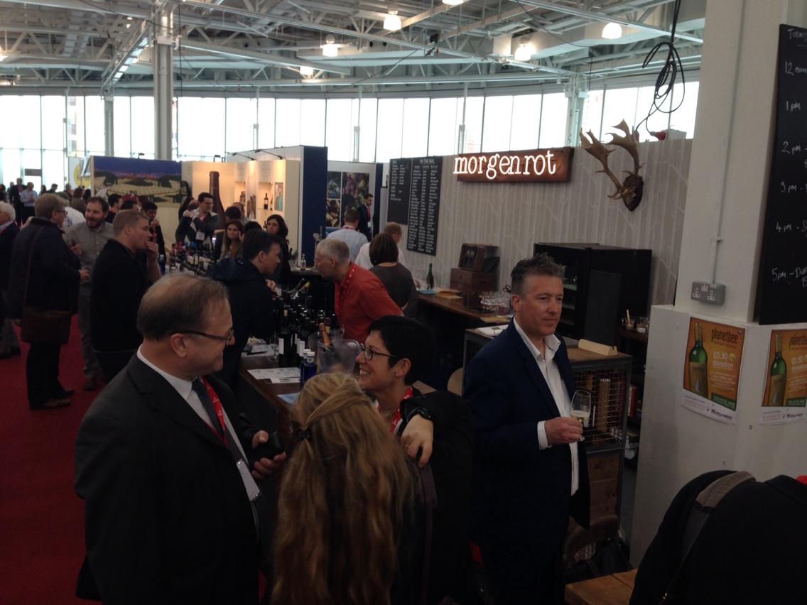 HungryComms's tweet photo. Getting busy at the London wine fair @Morgenrot_Group bar. http://t.co/xWWtAwDyjI
