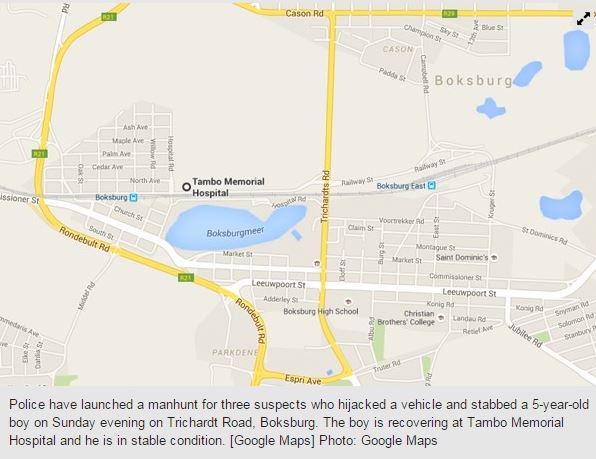 eNCA's tweet photo. Police on the hunt for hijackers who stabbed child >> http://t.co/nmhTM2QWgR http://t.co/h37BrhLdT3