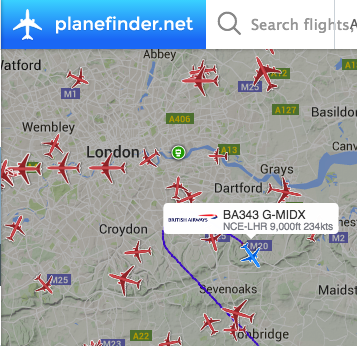 airlivenet's tweet photo. UPDATE EMERGENCY British Airways #BA343 is entering holding pattern south of Heathrow. Live: http://t.co/VUcjNPobRa http://t.co/MMUUhEp4GV