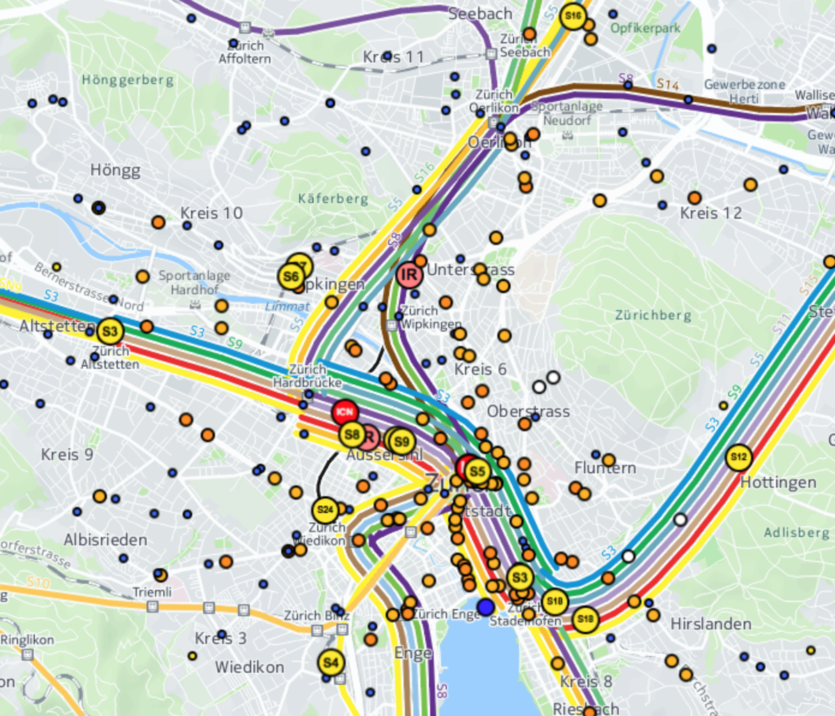 Standorte von Zügen und Bussen auf Echtzeitkarte tracker.geops.ch/?z=13&s=1&x=95… cc <a href="/OpenDataZurich/">Open Data Zurich</a>  #travic #dataviz