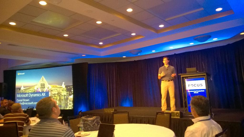 STAEDEAN_Inc's tweet photo. Listening to Dan Brown, GM R&D for Microsoft Dynamics opening #AXUGFocus in Orlando! #toincrease http://t.co/W66ZMnzwcs