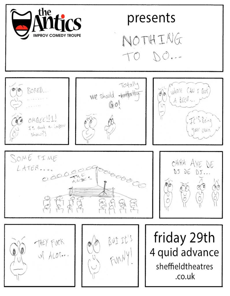 TheAntics's tweet photo. @JonathanSyer from @TheAntics presents. Nothing to do: #improv #comic  #iloves #Sheffield http://t.co/apkpPDVBv8