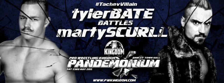 PWKingdom's tweet photo. THIS SATURDAY @DawleyTownHall #PWKPart8 - Main Event will see @Tyler_Bate v @MartyScurll 
Tix: http://t.co/fnG1q8dq0h http://t.co/byAcDu2iPi