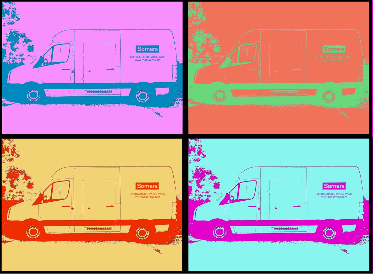 PaneltexSomers's tweet photo. Happy Monday! Loving our Pop Art inspired van conversion artwork. #somersiscoming #keepingfresh #popart #chillervan http://t.co/s9FjMwB3Yw