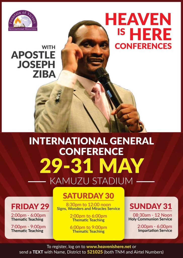 sirallastone's tweet photo. Join Apostle Joseph Ziba at #HIH_IGC2015 at Kamuzu Stadium from 29-31 May. #ABillionSoulsForTheMaster http://t.co/VXEJcwpibr
