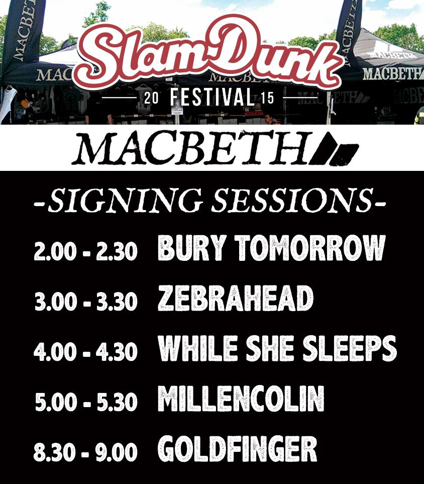 Signings <a href="/SlamDunkMusic/">Slam Dunk Festival</a> 
<a href="/burytomorrow/">BURY TOMORROW</a>, <a href="/whileshesleeps/">WHILE SHE SLEEPS</a>
<a href="/zebrahead/">Zebrahead</a>
<a href="/Millencolin/">Millencolin</a>
<a href="/goldfingermusic/">Goldfinger</a>
#slamdunkfestival
