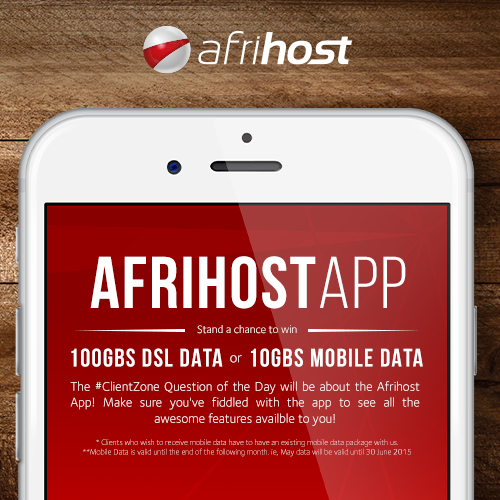Afrihost's tweet photo. There's mobile data to be won in our #ClientZone Question of the Day! The question will be based on the AfrihostApp! http://t.co/2amnsYrR7Q