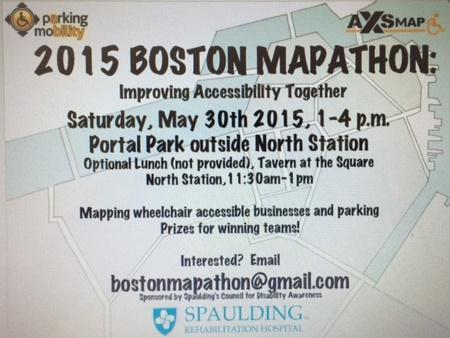 First ever BostonMapathon in 2 weeks. Join us to improve the city's accessibility  <a href="/ParkingMobility/">Parking Mobility</a> <a href="/axsmap/">AXS Map</a>