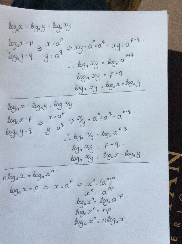 darthmaths's tweet image. Log proofs #learnthem #lovelylogs