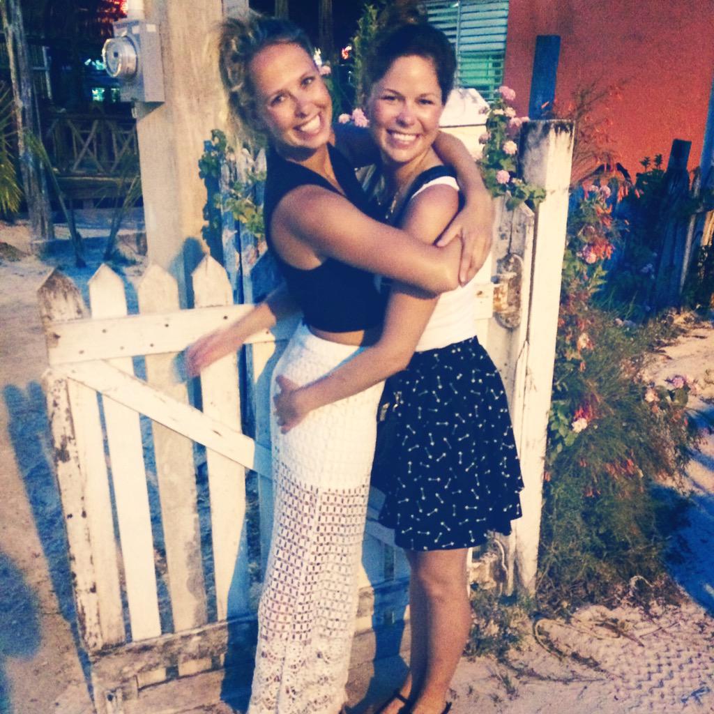 GeorgiaBarrett's tweet photo. Amy &amp; I having the WORST time in #CayeCaulker #Belize ... Enjoying our #Barracuda catch for dinner 🌸🐟🍴😋🌴 http://t.co/EMsuTpDErg