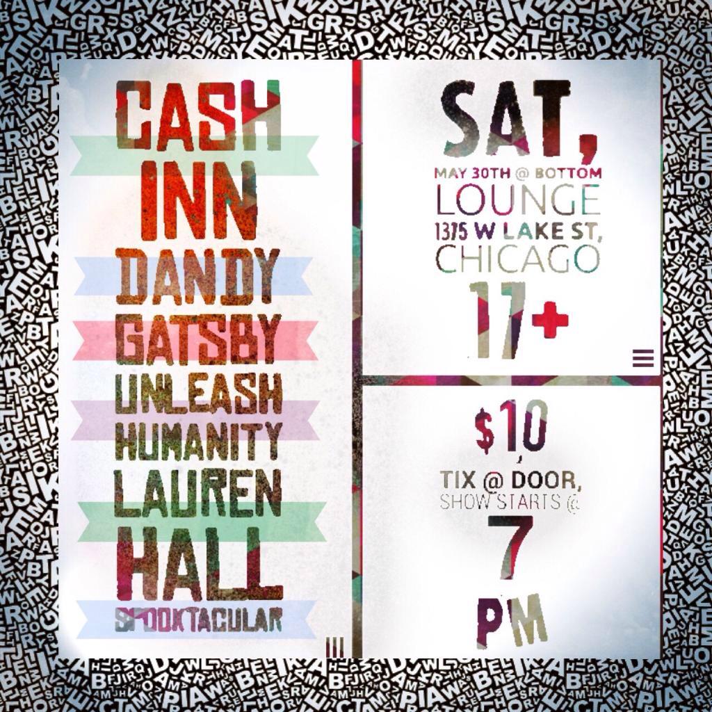 CashInnBand's tweet photo. Come see us at the Bottom Lounge May 30th! $10 17+ (contact band for tickets) http://t.co/HmK9dkq4Fv