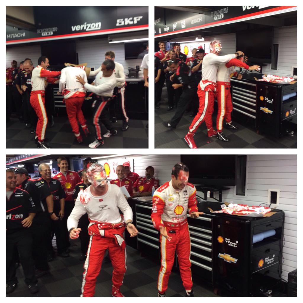 Team_Penske's tweet photo. .@simonpagenaud's birthday cake looked good, but no one got to try it! #IndyCar #Indy500 http://t.co/oMo5IEwZA8