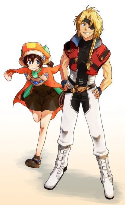 ゼノギアスよりバルトとマルー息抜きのつもりが時間かけて描いてもた 