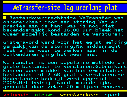 Teletekst's tweet photo. WeTransfer-site lag urenlang plat http://t.co/wrRJfEBa9w