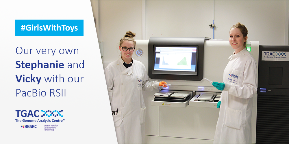 EarlhamInst's tweet photo. #Science isn't just for men, especially biology! Here's Stephanie and Vicky with our @PacBio #GirlsWithToys http://t.co/SBpXWFzY5c