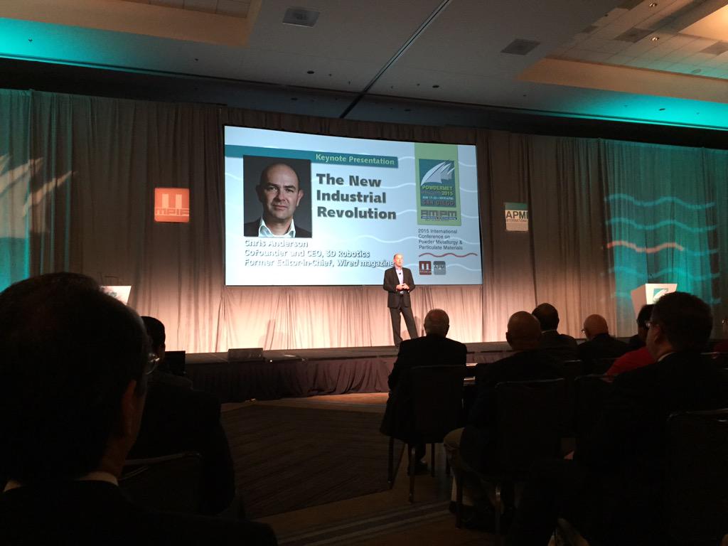 APMIInt's tweet image. Blown away by #ChrisAnderson #advancedmanufaturing &amp;amp; #diydrone presentation at POWDERMET2015