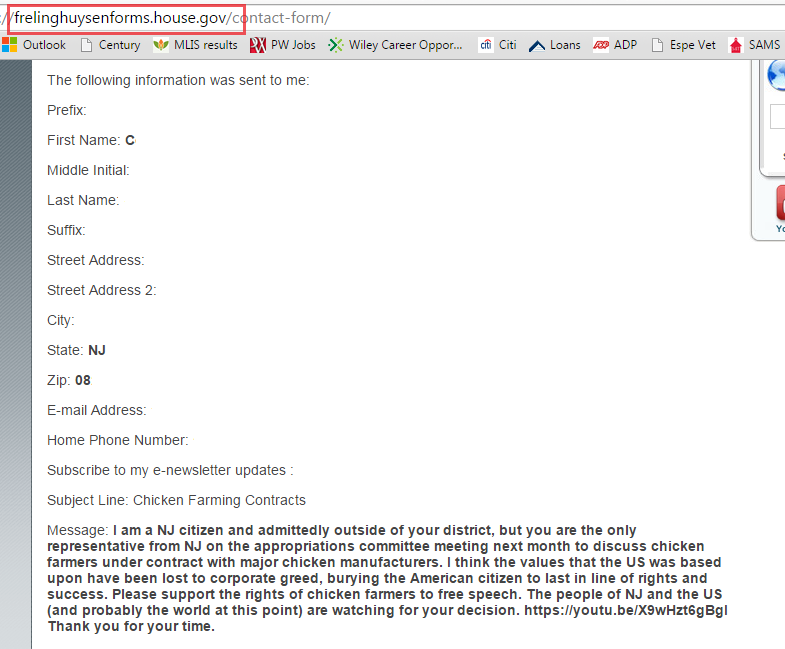 serenityruler's tweet image. @LastWeekTonight Done! #ChickenFarmers #ContactYourRep #FlexYourRights #NJ #GovtAccountability
