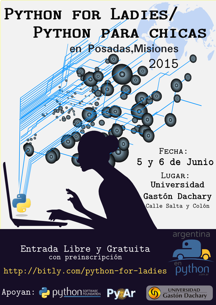 EllaQuimica's tweet photo. Curso de #Python para mujeres 5 y 6 de Junio, Posadas, Misiones #PythonForLadies ¡Sumate! + http://t.co/p5FTBj0qd6 http://t.co/XXAu09G9Vc