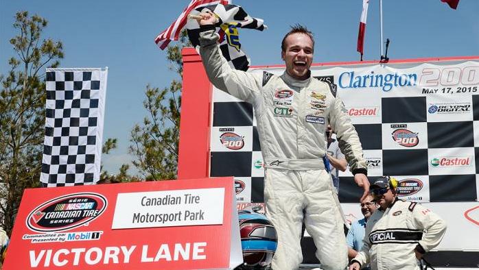 #NCATS Ontario rookie <a href="/Garyklutt/">Gary Klutt</a> Makes His Way To 1st Win
 After Leaders Collide On Final Lap goo.gl/2Ltcxz