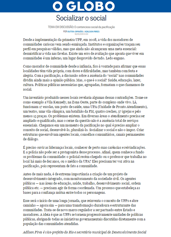 adilsonpires's tweet photo. Minha contribuição para este importante debate. No O Globo desta segunda (18) http://t.co/PP3OfdMkC1