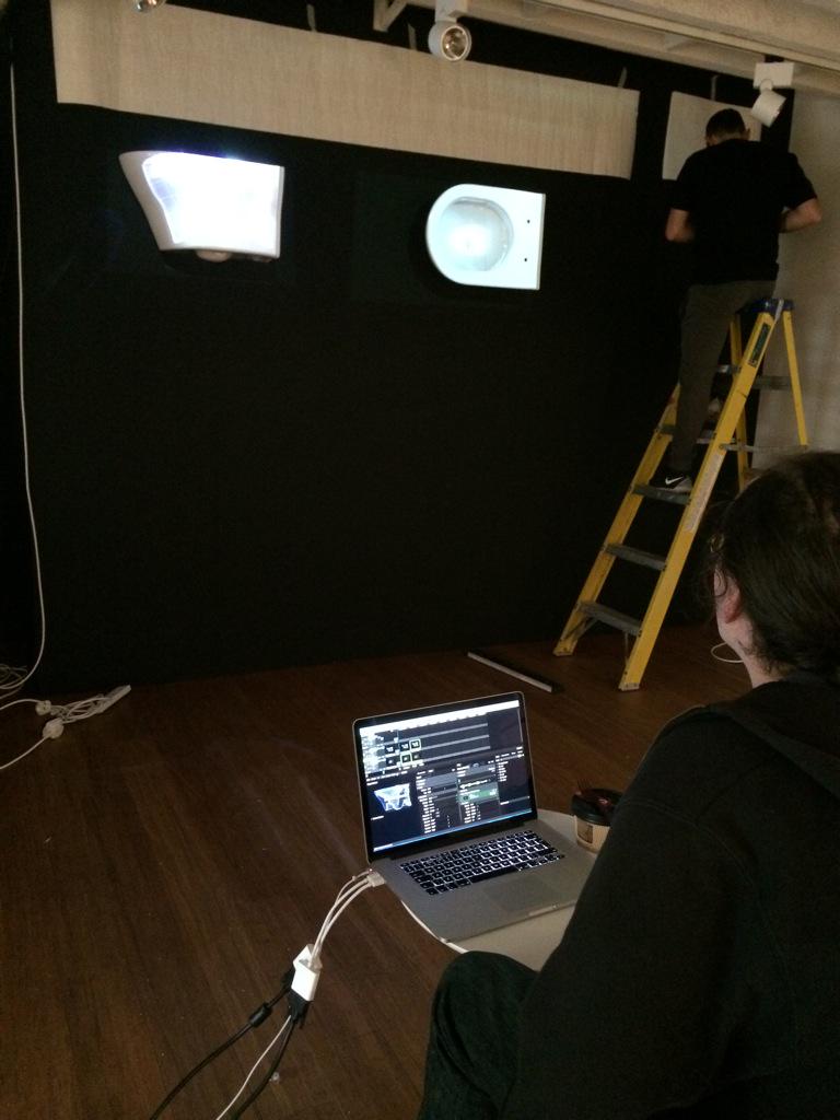 Industry_London's tweet photo. Very technical, all this #bathroom stuff! Ready for #CDW2015 @TOTO_UK_ #StJohnSt #clerkenwell #projectionmapping http://t.co/ldeYdGyrF4
