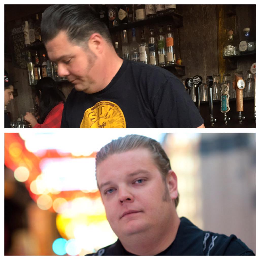 ATimock's tweet image. My bartender Saturday evening...would not accept trade or pawn. 😞