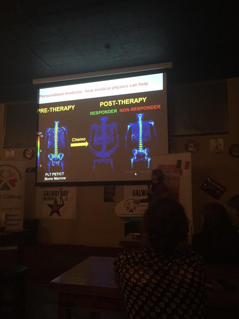 Dr Foley excellently showing how physics can clearly image response to chemotherapy #pint15 #galway <a href="/Oslogalway/">Oslo Bar Salthill</a>