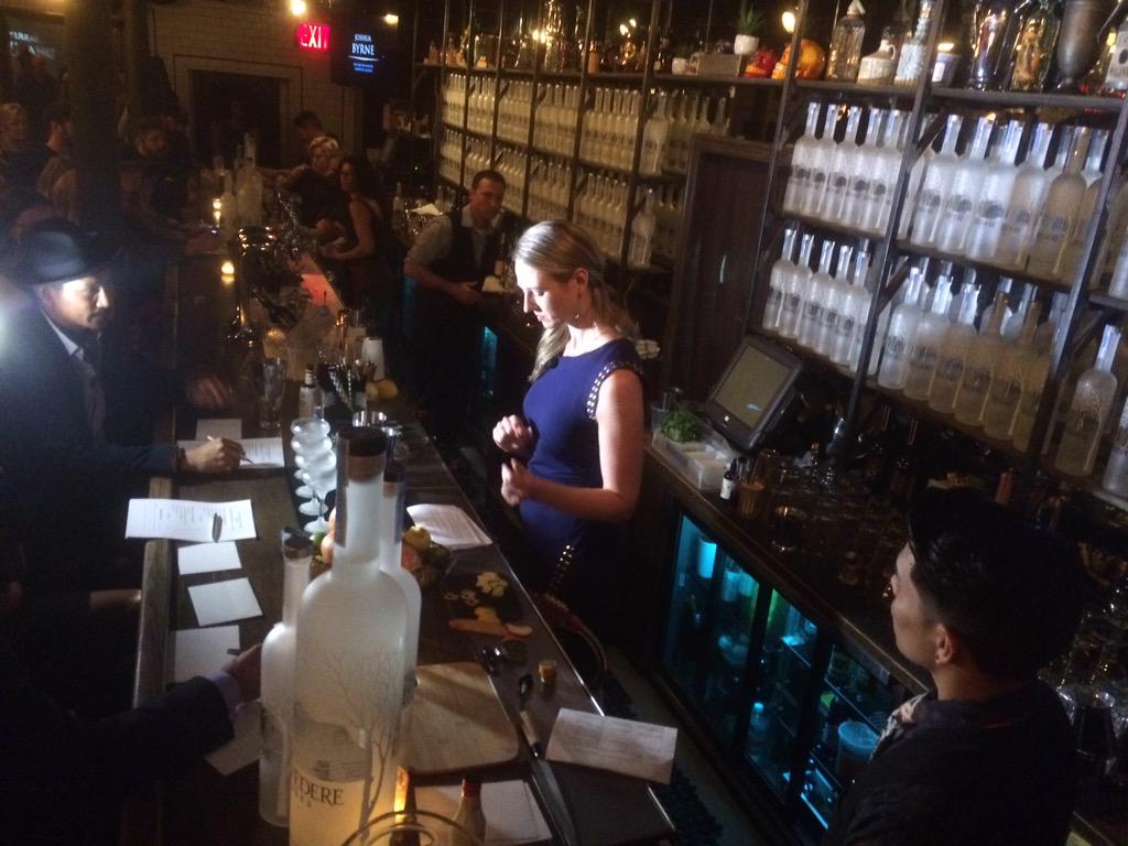 TerminalCityCC's tweet photo. @SabrineDedden doing her thing! #BelvedereChallenge @kingcocktl with the judgements. @westrestaurant @BCBartender http://t.co/7myaiI5spl