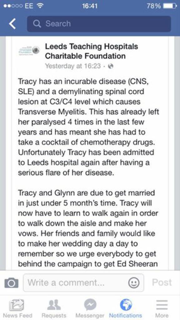amanda_v0710's tweet photo. @itvthismorning high local media interest in this we now need your help @edsheeran #singfortracyh http://t.co/nRYmYZjEAa