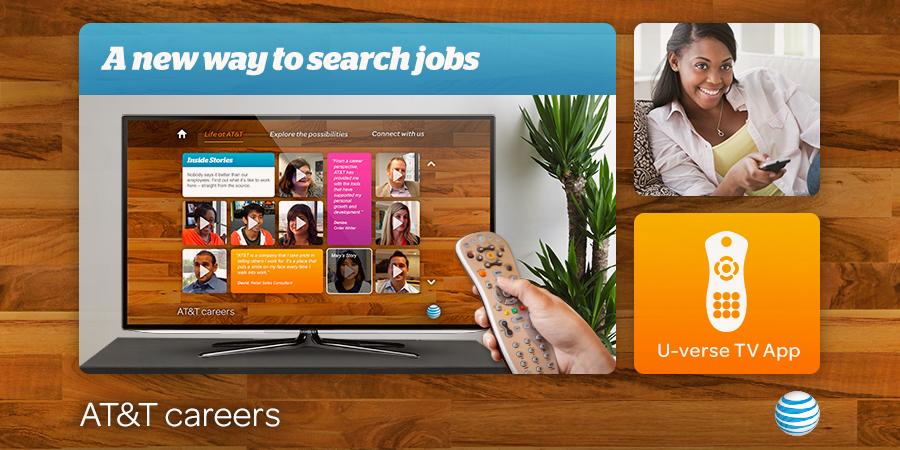 LifeAtATT's tweet photo. Our new TV App allows you to explore jobs &amp; see what it’s like to work here – from your couch. Find it on U-verse. http://t.co/rORhJCkCet