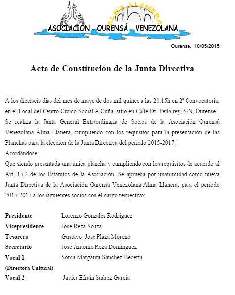 AC_AlmaLlanera's tweet photo. Presentamos la nueva Directiva que tomara las riendas de esta asociación en el periodo 2015-2017. A trabajar duro! http://t.co/8HTQAitI7O