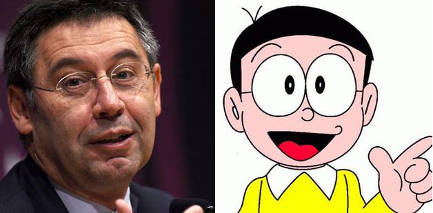 marca's tweet photo. Los futbolistas del Barça llaman Nobita a su presidente http://t.co/heULtVnKwl Y tú, ¿crees que se parecen? http://t.co/ujFqJJ6gwF