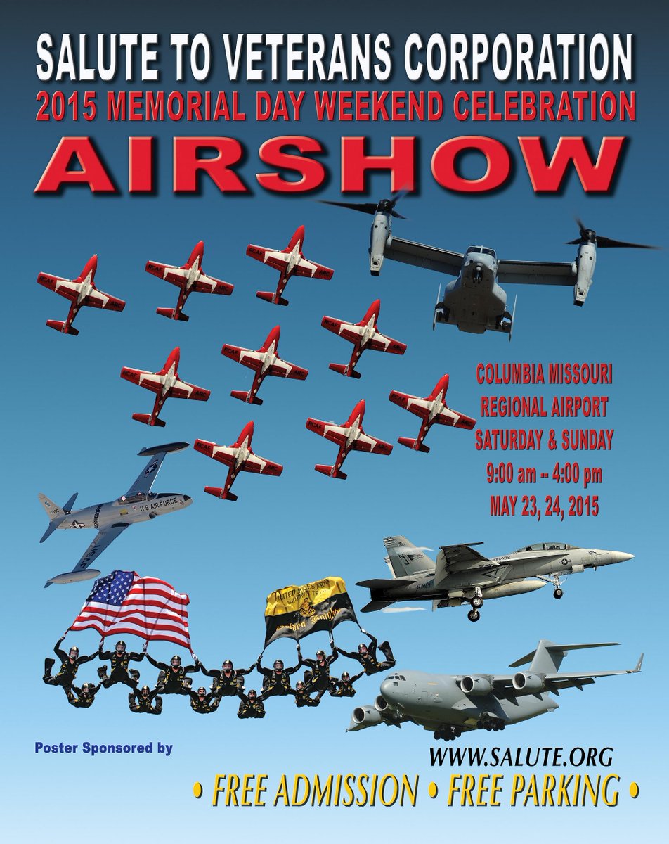Salute to Veterans invites the public to a FREE Two-Day Airshow at Columbia Regional Airport.
