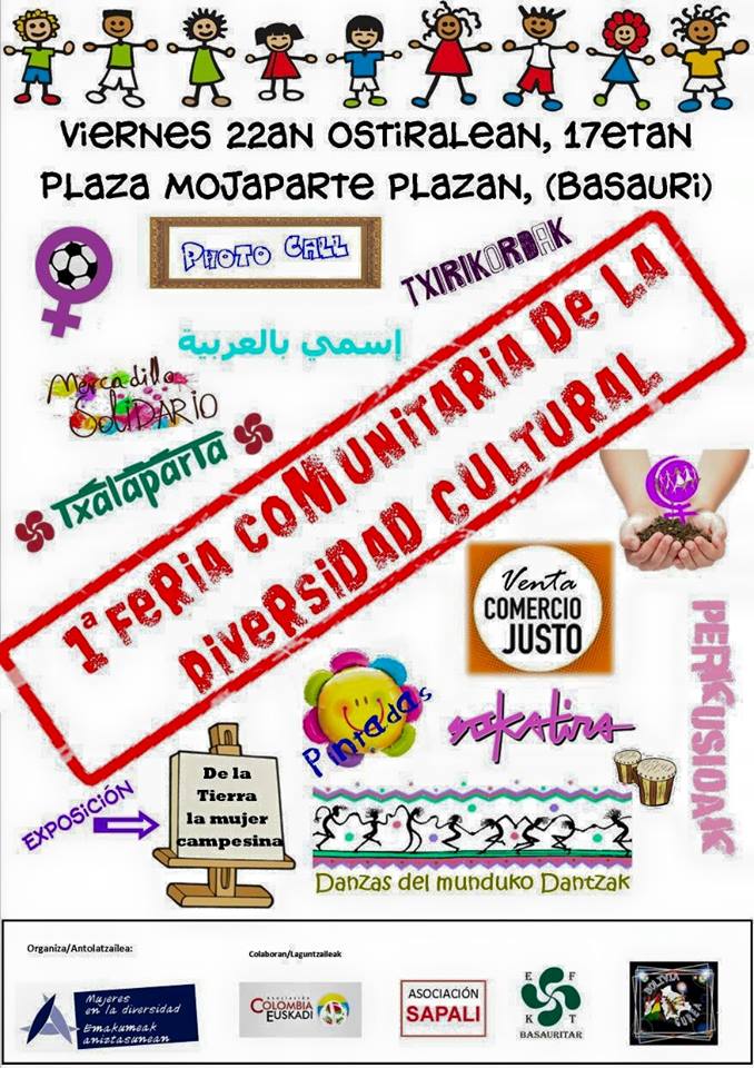 diversidadmujer's tweet photo. #DiversidadBasauri Viernes 22 plaza Mojaparte #Basauri 1ª Feria de la Diversidad cultural http://t.co/p93TsfRHRP http://t.co/KGQFUBwGHR