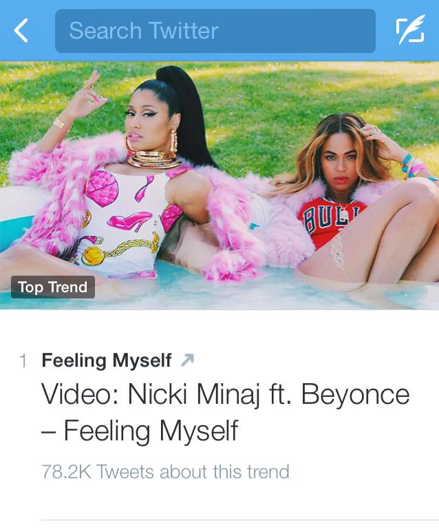 NMinajWorld's tweet photo. "Feeling Myself" is the Top Trend on Twitter right now. http://t.co/BLiHcRYH8C