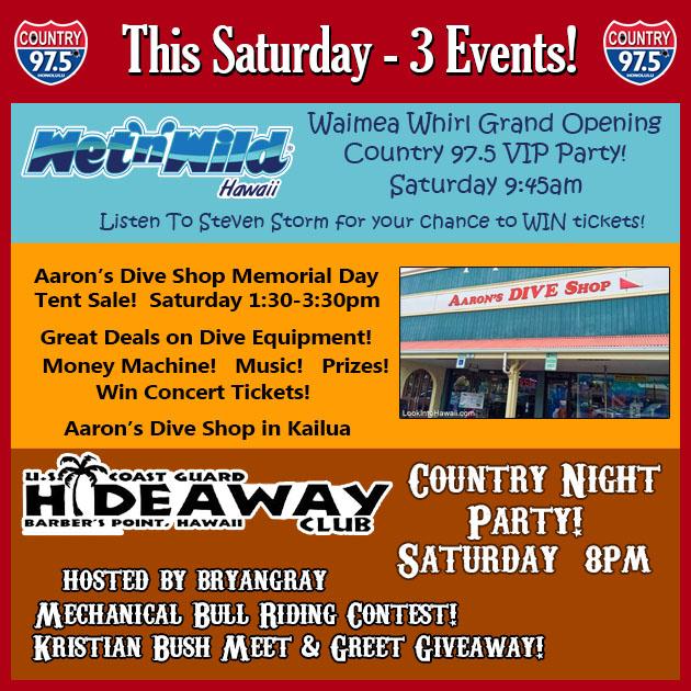 We've got three great events lined up for you this Saturday!  Check it out and we hope to see you at one of these!