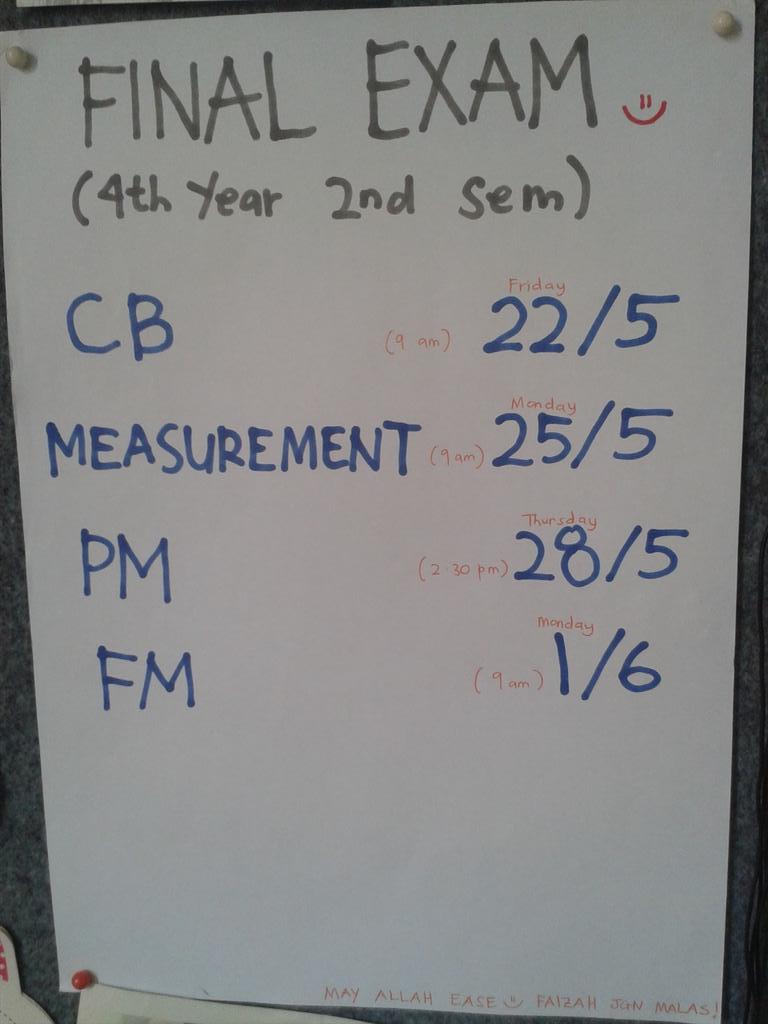 paeei's tweet photo. Last exam for degree insyaAllah. May Allah ease
#qsbatch12 #uiya http://t.co/cqpRHOTYVu