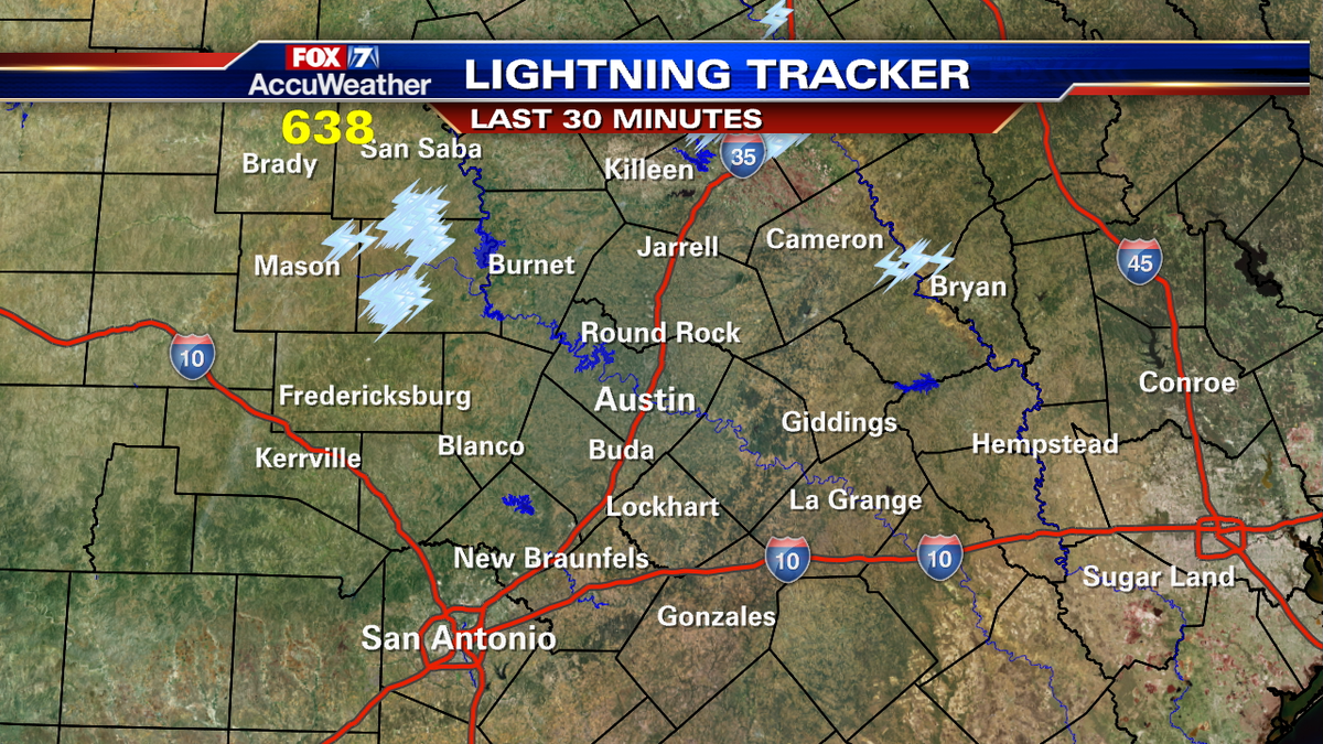 Scott Fisher Says: Hill Country storms are Cranking out some major lightning.  Stay indoors!!