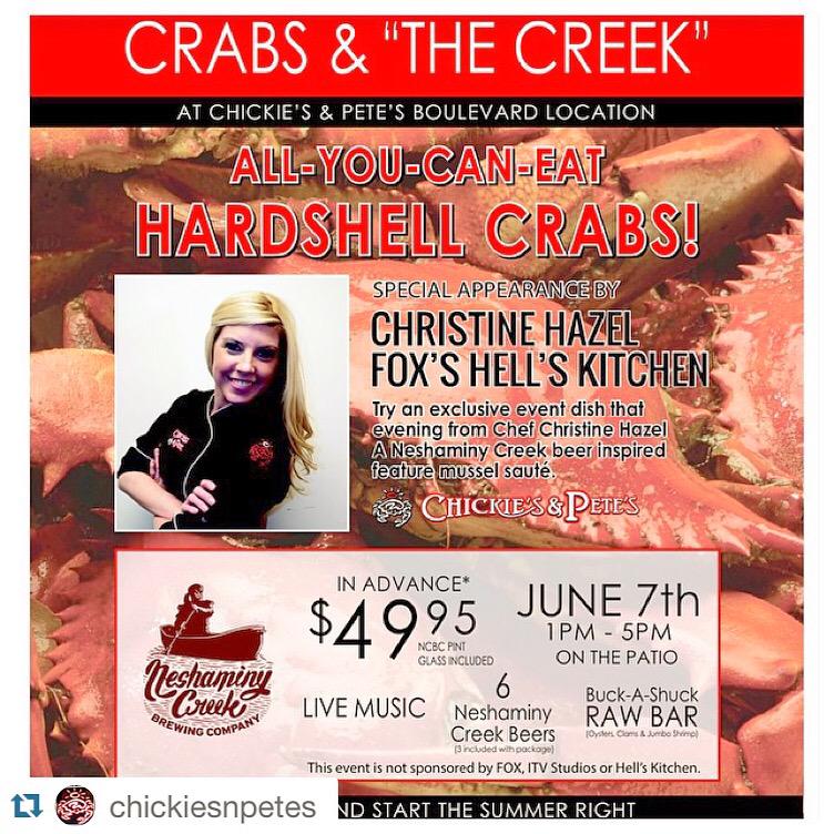 ChristineHaze10's tweet photo. @NCBCBeer @ChickiesnPetes Crab Fest!! Get Tickets Now!! #hk14 #hellskitchen #ncbc #philly #crabs #chefhazel #yum http://t.co/Pt6nZobjqV