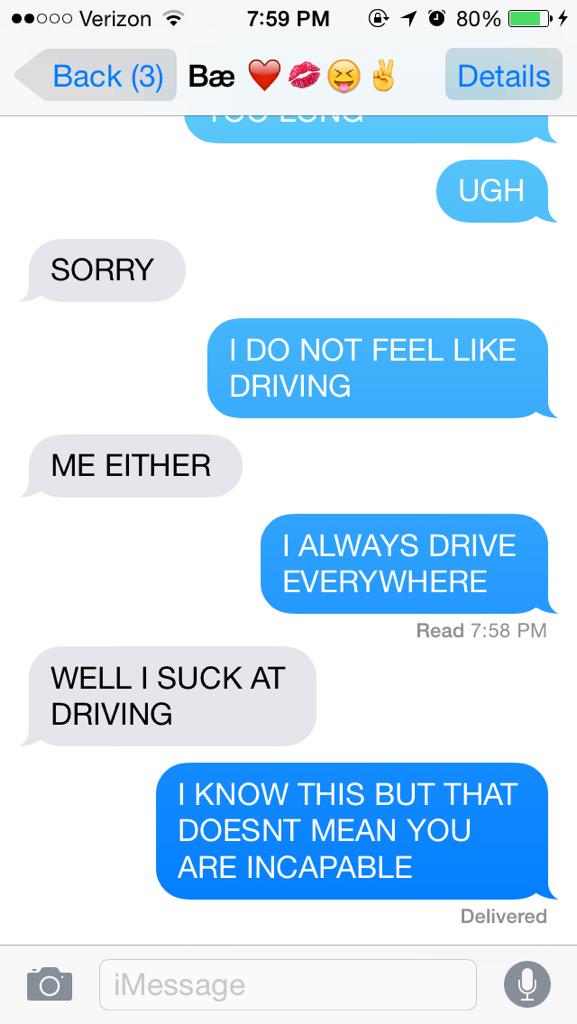 15Alyson's tweet photo. The usual conversation between @laceyerimkus and I.. #WhosDriving #ItsUsuallyMe http://t.co/xMuktSzesW