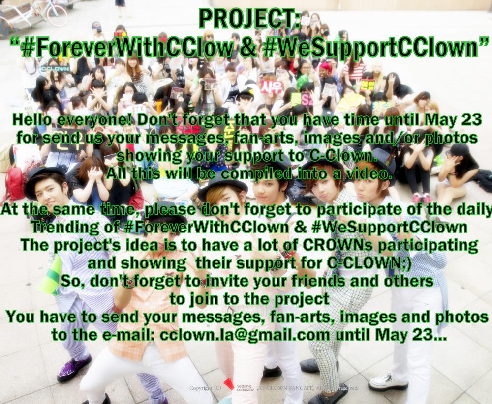 CClown_LA's tweet photo. EVERYONE PLEASE JOIN TO THE VID-PROJECT #ForeverWithCClown #WeSupportCClown~Deadline:May 23-> https://t.co/gS7jkdHUX5 http://t.co/gEEmCKeogf