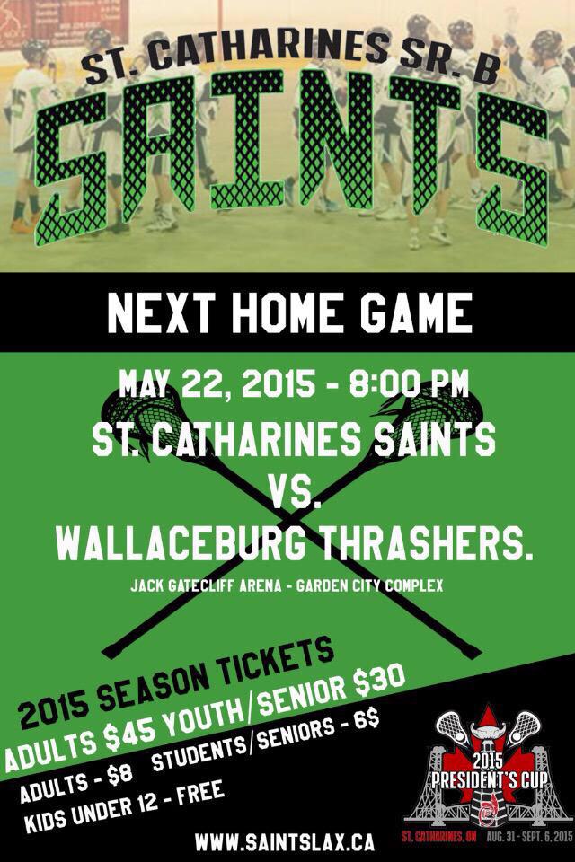 SaintsSrBLax's tweet photo. Join us this Friday at the Jack for our next home game vs @WburgThrashers 8pm. http://t.co/AP2JvMVxcq