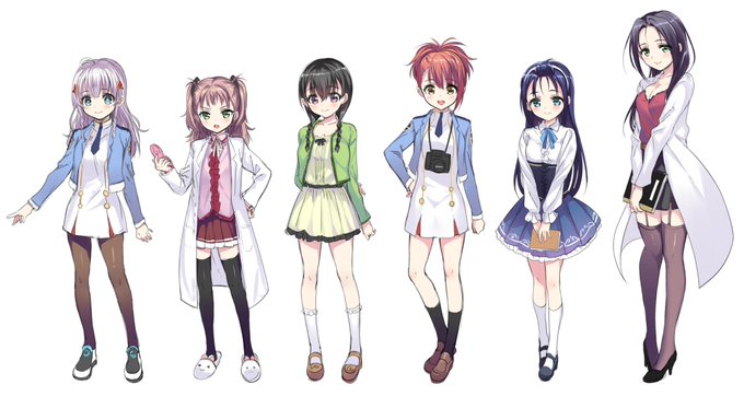 本日きららMAX発売です。読みきり載ってます。キャラデザ稿(本編には3人しか出てきませんが)。 