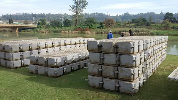 Floating pontoon for KZN and SA Marathon Start platform has arrived. Huge thanks to Farmer Glen and sani2c.
