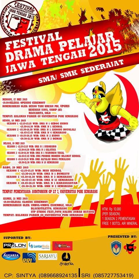 17 - 21 Mei | Festival Drama Pelajar Jawa Tengah 2015 | @ Universitas PGRI Semarang | Tiket 10rb #eventSMG