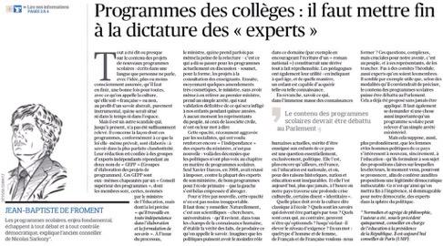 jbdef's tweet photo. Ds @Le_Figaro, pr mettre fin à la dictature des experts, je propose q les programmes sco soient débattus au parlement http://t.co/hUIjWBF0pQ
