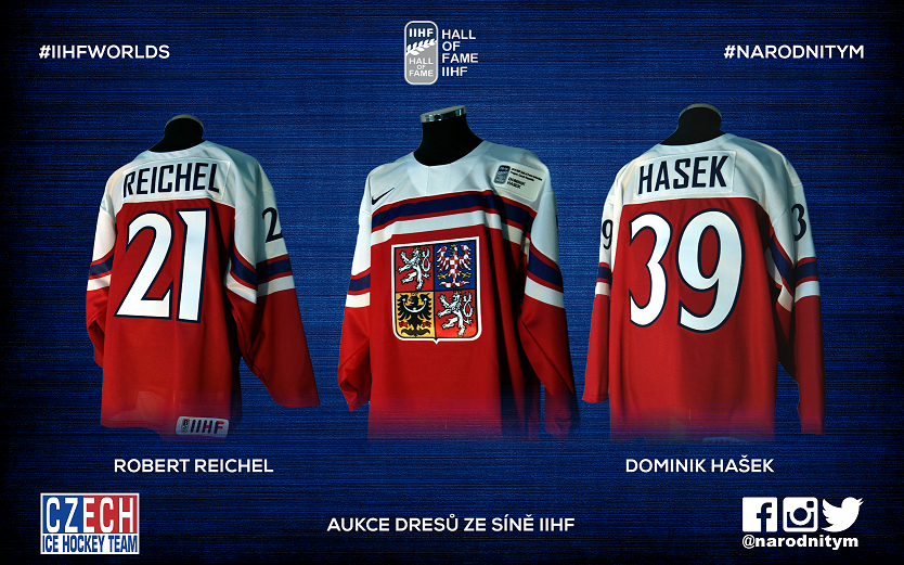 webhokejcz's tweet photo. Vydražte dres Haška či Reichela ze Síně slávy @IIHFHockey a pomozte @NadaceTMd a I. Hlinky! ► http://t.co/cyl6IzUbQ5 http://t.co/4OtG9gfOBV