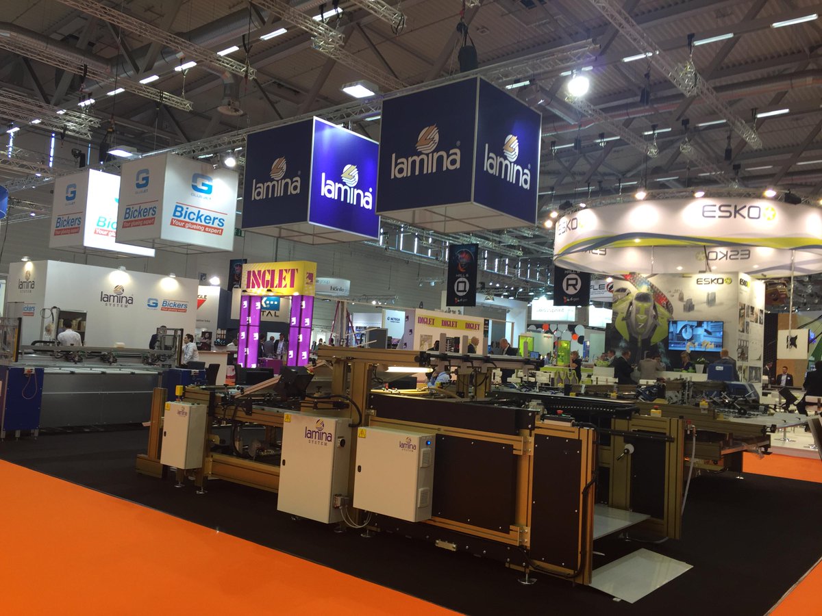 LaminaSystem's tweet photo. FESPA 2015, we are in booth Q60 in hall 6. We have our Gluer, WS and the SA running on the show. http://t.co/WSHRBWuGEN